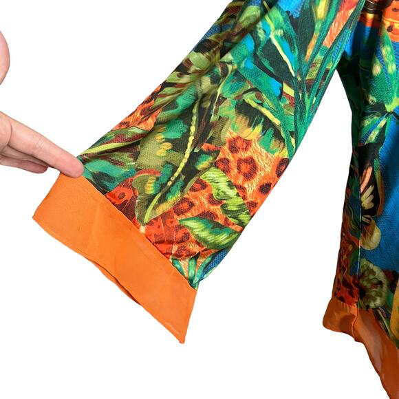 Alfredo Pauly Bright Slinky Floral Leopard Tunic Top Size 50 German Plus 2x 3x - Picture 3 of 9